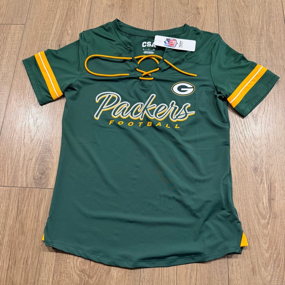 CSA NFL Packers Athletic Jersey with Yellow and green and sparkles. New